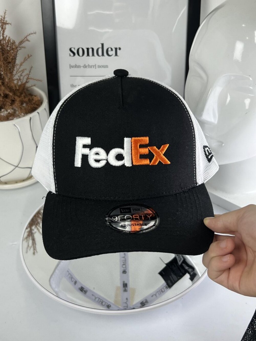 FedEx Embroidered Trucker Hat Black White Mesh Adjustable Cap